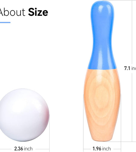 Wood Bowling Backyard Games Wooden Pins Balls,And Mesh Carrying Bag Educational Games Indoor and Outdoor Toys Family Fun for Kids Toddlers and Adults