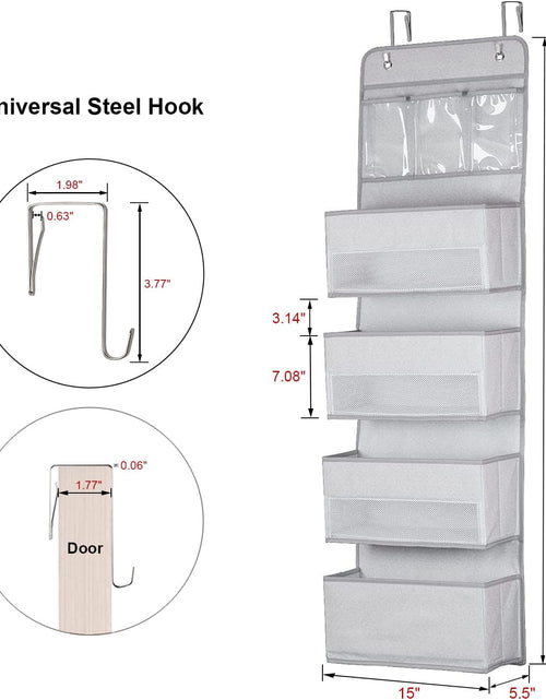 Load image into Gallery viewer, Door Hanging Organizer Nursery Closet Cabinet over the Door Organizer with 4 Large Pockets and 3 Small PVC Pockets Door Storage for Cosmetics, Toys and Sundries
