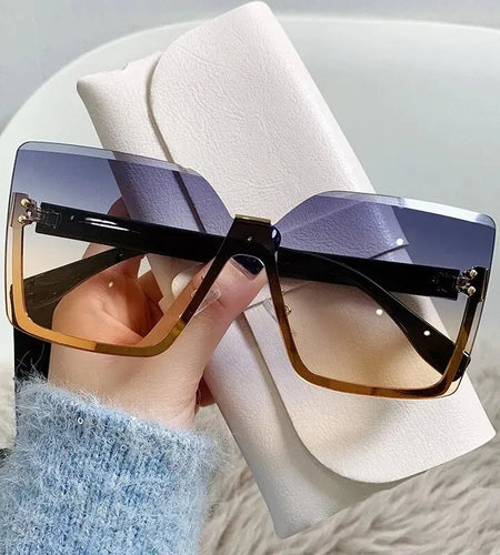 New European and American Style Half-Frame Metal Sunglasses Fashion Slim Women'S Sunglasses Anti-Uv Glasses