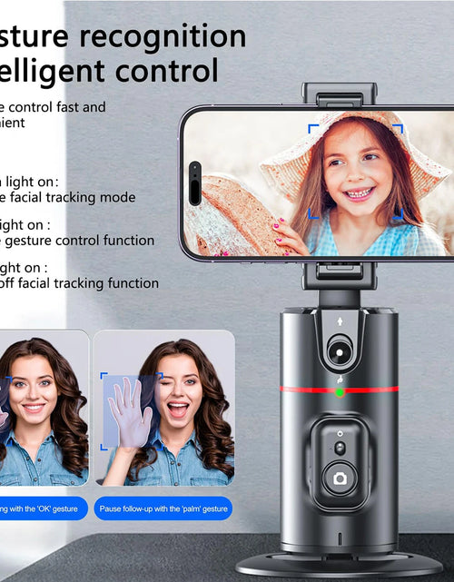 Load image into Gallery viewer, 360 Degree Rotation Auto Face Tracking Phone Holder Stand Foldable Gesture Operation for Mobile Smartphone Vlog Live Streaming
