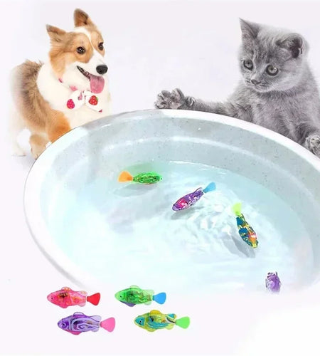 Cat Toys Interactive Robot Fish LED Lighted Water Activated Cat Electric Swimming Fish Toy Kitten Cat Fish Toy with LED Light