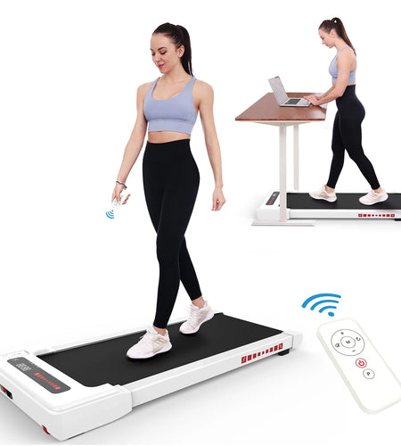 Walking Pad Treadmill under Desk, White 2.25HP Portable Mini Treadmill W/ Remote Control