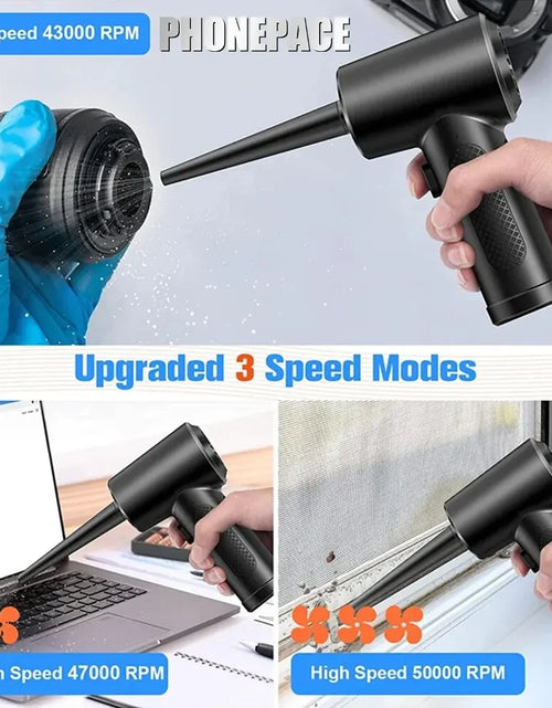 Load image into Gallery viewer, 50000 RPM Compressed Air Duster Cordless Portable Rechargeable Wireless Electric Air Keyboard Electronics Cleaner Dust Blower

