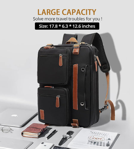 3 in 1 Laptop Backpack, 17.3 Inch Computer Bags for Travel Bussiness School Men Women, Black