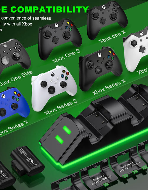 Load image into Gallery viewer, Xbox Controller Charging Station with 2 X 1200Mah(4320Mwh) Rechargeable Battery Pack for Xbox Series X|S/Xbox One/Xbox One S/X/Elite Controller,Black
