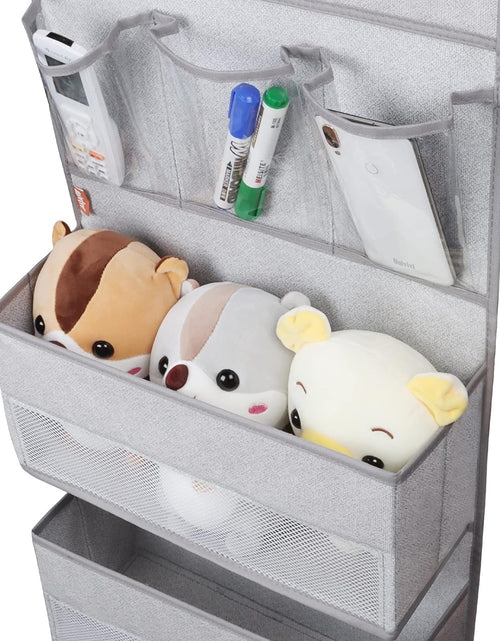 Load image into Gallery viewer, Door Hanging Organizer Nursery Closet Cabinet over the Door Organizer with 4 Large Pockets and 3 Small PVC Pockets Door Storage for Cosmetics, Toys and Sundries
