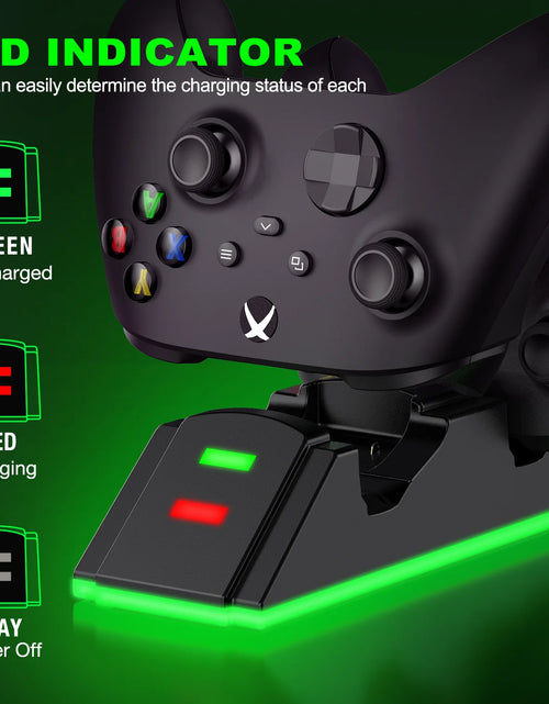 Load image into Gallery viewer, Xbox Controller Charging Station with 2 X 1200Mah(4320Mwh) Rechargeable Battery Pack for Xbox Series X|S/Xbox One/Xbox One S/X/Elite Controller,Black
