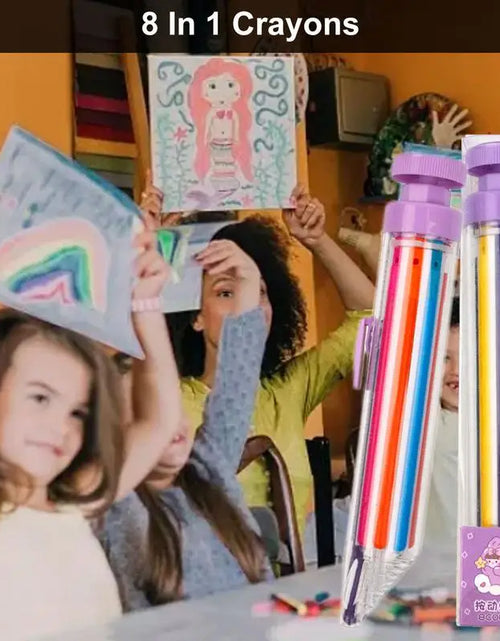 Load image into Gallery viewer, 1Pcs 8 in 1 Multicolor Crayons Creative Push Style DIY Replaceable Oil Pastel Colored Pencil for Kids Graffiti Painting Tools
