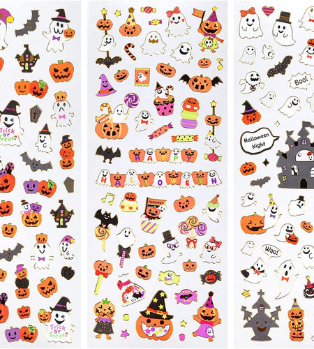 Halloween Stickers for Kids Halloween Cute Stickers with Pumpkin Bat Ghost Vampire Scrapbooking Stickers for Halloween Party Favors Scrapbooking DIY Gift Craft, 4 Sheets