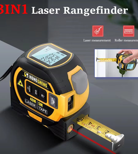 3 in 1 Laser Tape Measure Laser Distance Measuring Rangefinder Infrared High-Precision Digital Electronic Ruler Measuring Level