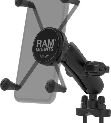 X-Grip Large Phone Mount with Handlebar U-Bolt Base RAM-B-149Z-UN10U with Medium Arm for Motorcycle, ATV/UTV, Bike