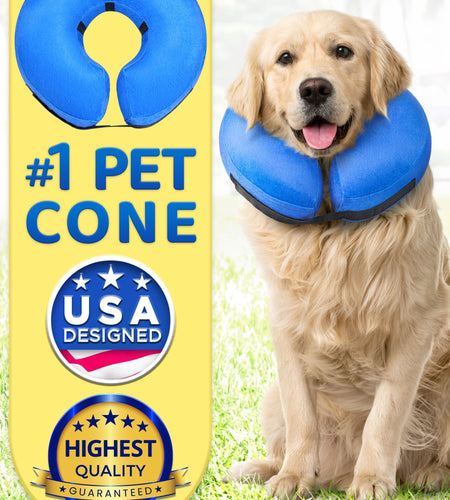Inflatable Dog Cone (Large), after Surgery Anti-Bite Lick Wound Soft & Comfortable Protective Collar for Cats & Dogs by