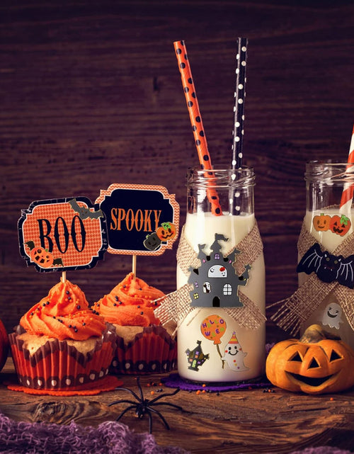 Load image into Gallery viewer, Halloween Stickers for Kids Halloween Cute Stickers with Pumpkin Bat Ghost Vampire Scrapbooking Stickers for Halloween Party Favors Scrapbooking DIY Gift Craft, 4 Sheets

