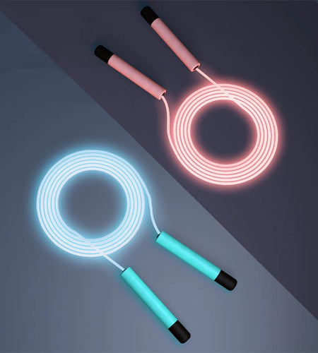 LED Glowing Jump Rope Skipping Ropes for Kids Adult Adjustable Skip Rope Portable Fitness Sports Equipment Exercise at Home