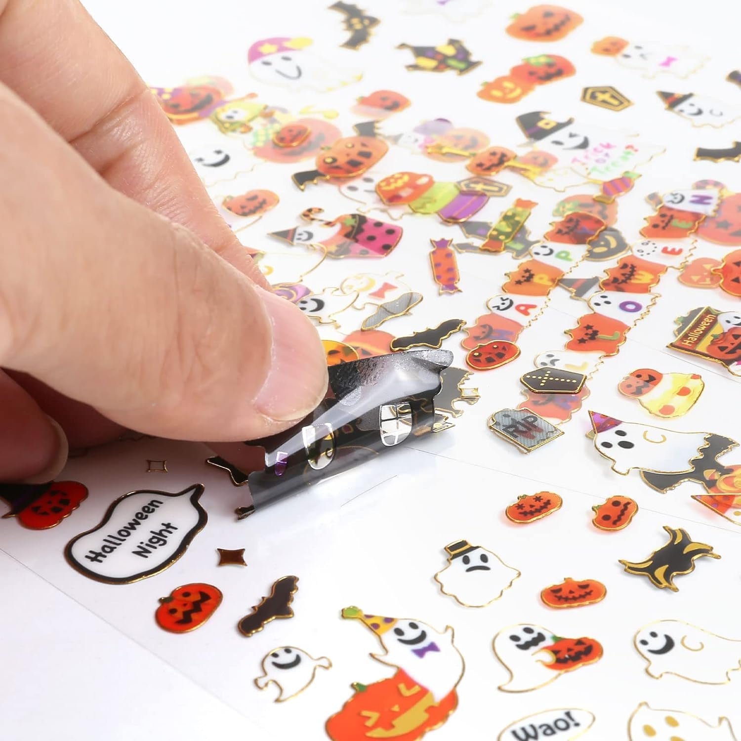 Halloween Stickers for Kids Halloween Cute Stickers with Pumpkin Bat Ghost Vampire Scrapbooking Stickers for Halloween Party Favors Scrapbooking DIY Gift Craft, 4 Sheets