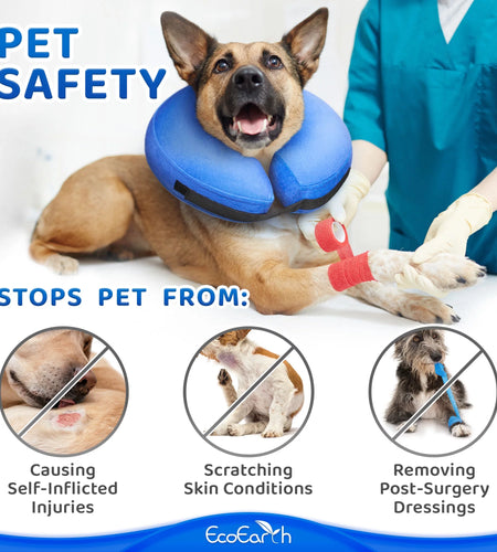 Inflatable Dog Cone (Large), after Surgery Anti-Bite Lick Wound Soft & Comfortable Protective Collar for Cats & Dogs by