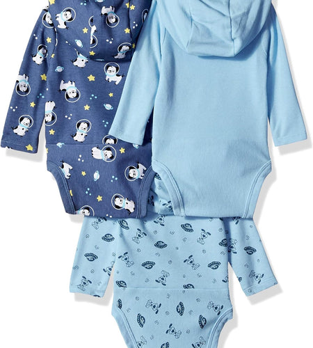 Ultimate Baby Flexy 3 Pack Hoodie Bodysuits