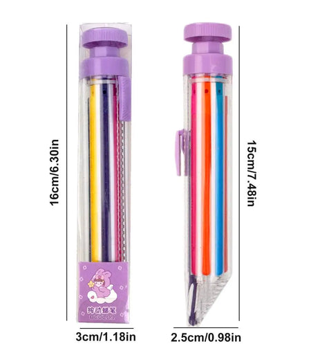 1Pcs 8 in 1 Multicolor Crayons Creative Push Style DIY Replaceable Oil Pastel Colored Pencil for Kids Graffiti Painting Tools