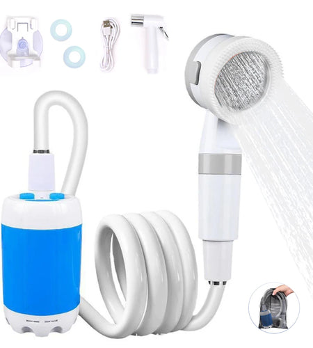 Portable Outdoor Shower Set Handheld Shower Head Adjustable Flow Camping Shower for Hiking Backpacking Beach Traveling