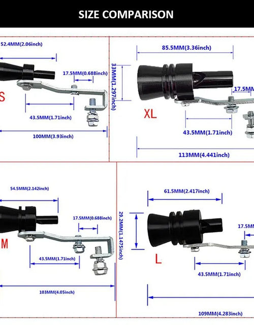 Load image into Gallery viewer, Xl Size Black Turbo Sound Whistle Vehicle Refit Device Exhaust for Exhaust Resonators for Car Noise Exhaust Pot Car
