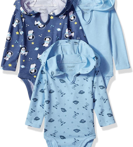 Ultimate Baby Flexy 3 Pack Hoodie Bodysuits